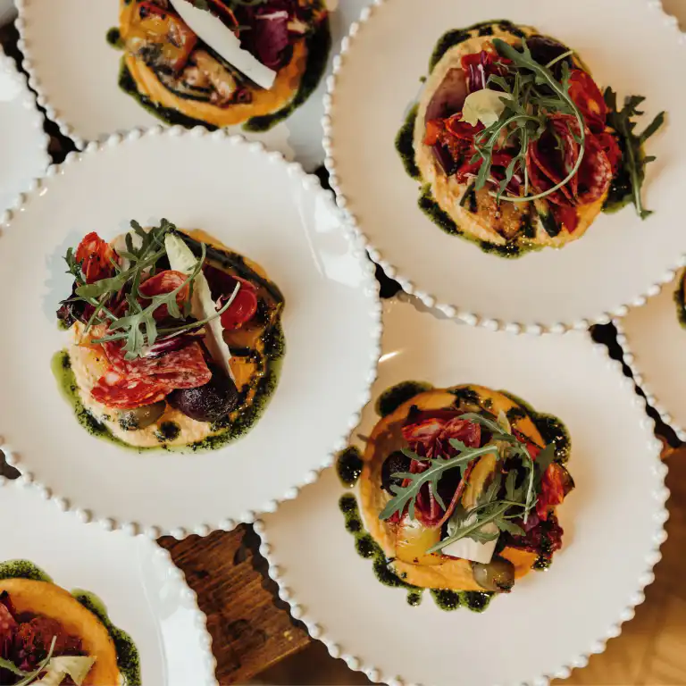 Vibrant, chef-prepared healthy organic meals served on elegant plates during the Yoga, Meditation and Healing retreat at Ladyburn House Scotland.